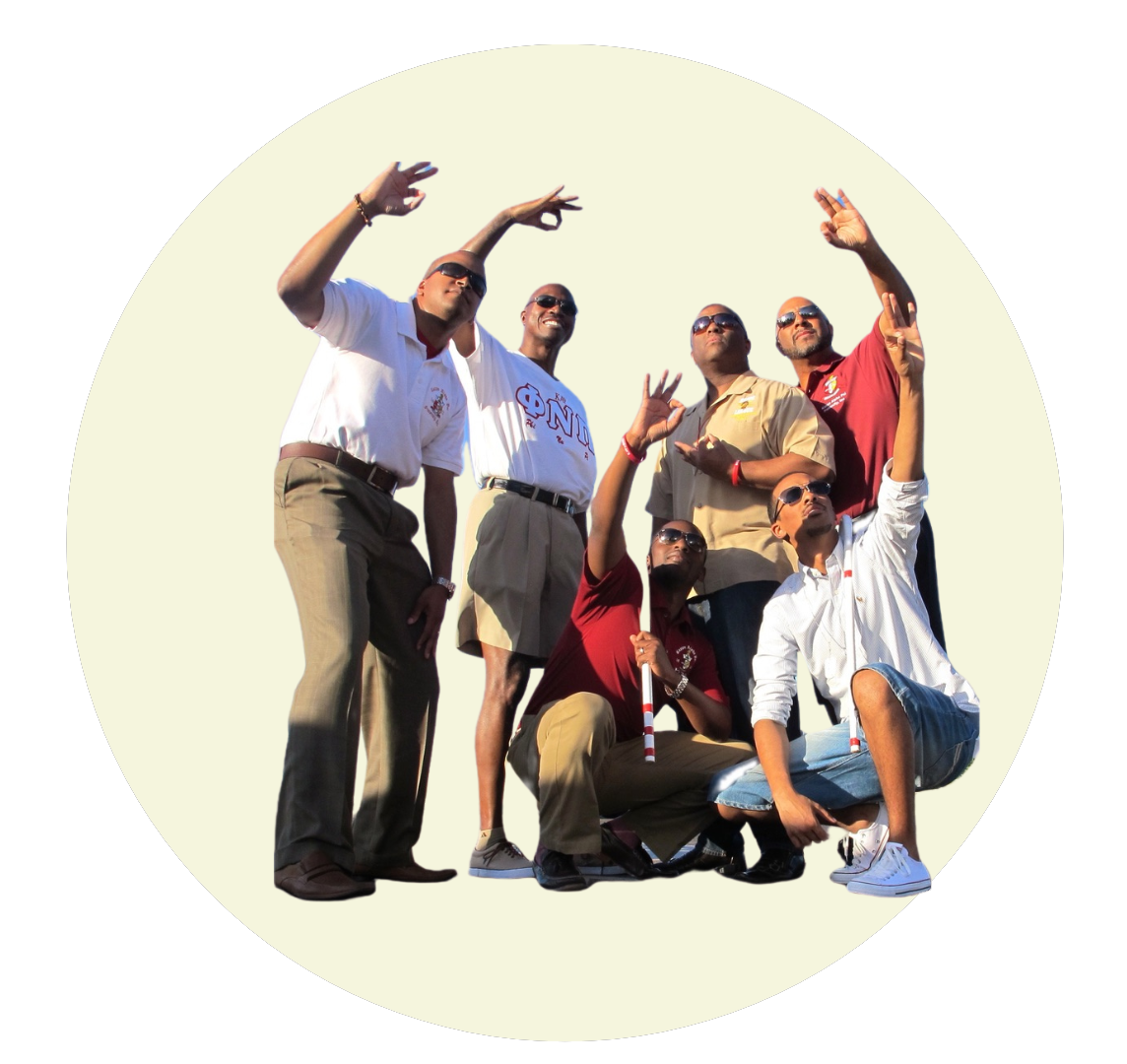 Six founding members looking toward the sky - the vision that inspired our chapter logo